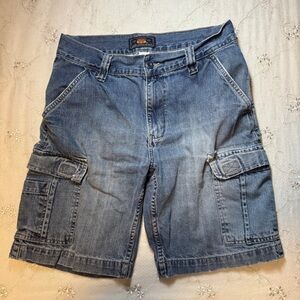 vintage y2k route 66 denim cargo jorts – size 32